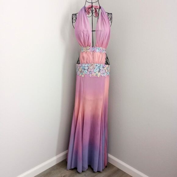 Y2K Ema Savahl Floral Ombré Halter Fairy Dress - Picture 2 of 12